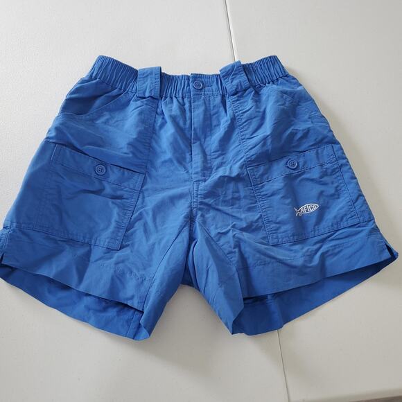 AFTCO Fishing Shorts Mens 30 Blue Nylon Cargo Elastic Waist Quick Dry Outdoor - Picture 1 of 9